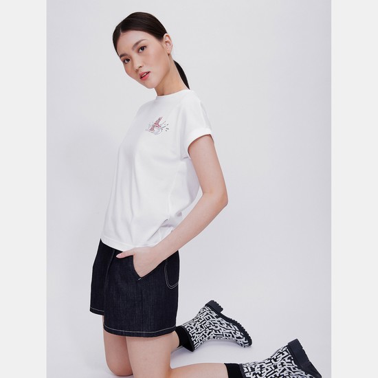 Aigle A Short Sleeves Tee Shirt With Uvc And Dry Fast Function T-shirts Women White ZA-96578